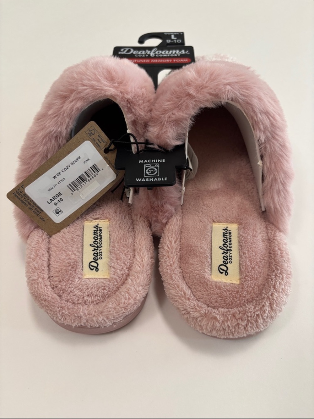 dearfoams Pink Leopard Plush Cuff Memory Foam Slippers - Picture 4 of 8